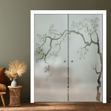 Double Pocket Sliding Glass Door with Frosted Design PSGD-0878