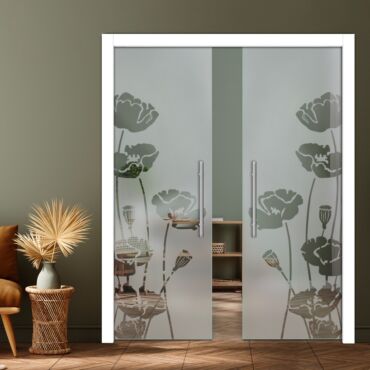 Double Pocket Sliding Glass Door with Frosted Design PSGD-0915