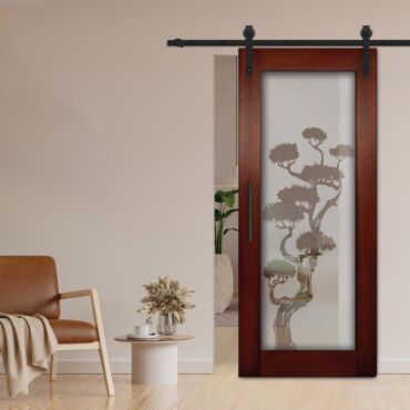 1 Lite Sliding Barn Door with Glass Insert WGD - 1339