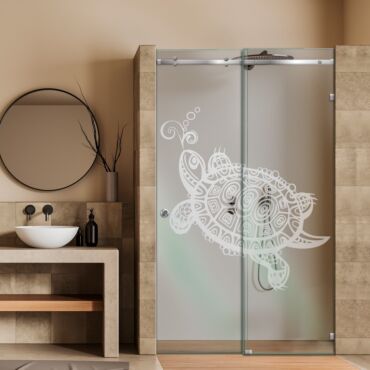 Frameless Sliding Glass Shower Door with Frosted Design FSGS - 0339