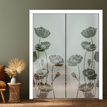 Double Pocket Sliding Glass Door with Frosted Design PSGD-0915