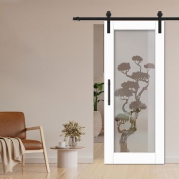 1 Lite Sliding Barn Door with Glass Insert WGD - 1339