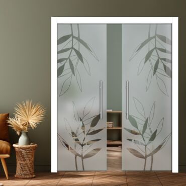 Double Pocket Sliding Glass Door with Frosted Design PSGD-0916