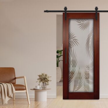 1 Lite Sliding Barn Door with Glass Insert WGD - 1340