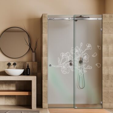 Frameless Sliding Glass Shower Door with Frosted Design FSGS - 0340