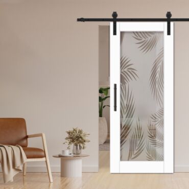 1 Lite Sliding Barn Door with Glass Insert WGD - 1340