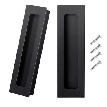 Set of 2 Black Recessed Stainless Steel Door Handles