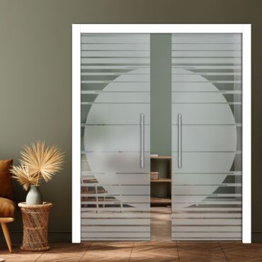 Double Pocket Sliding Glass Door with Frosted Design PSGD-0917