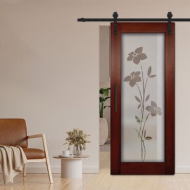 1 Lite Sliding Barn Door with Glass Insert WGD - 1341