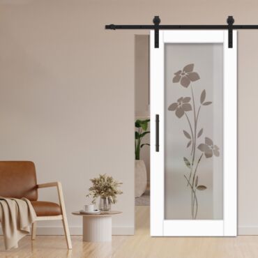 1 Lite Sliding Barn Door with Glass Insert WGD - 1341