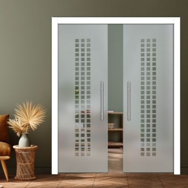 Double Pocket Sliding Glass Door with Frosted Design PSGD-0918