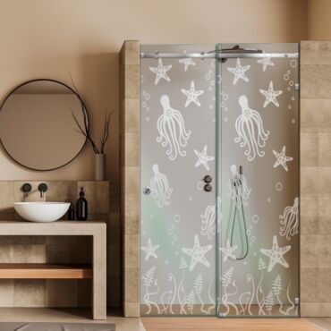 Frameless Sliding Glass Shower Door with Frosted Design FSGS - 0341