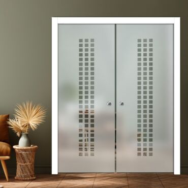 Double Pocket Sliding Glass Door with Frosted Design PSGD-0918