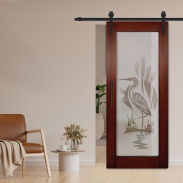 1 Lite Sliding Barn Door with Glass Insert WGD - 1382