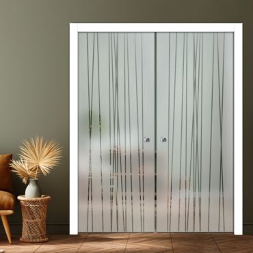 Double Pocket Sliding Glass Door with Frosted Design PSGD-0920