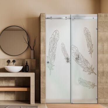 Frameless Sliding Glass Shower Door with Frosted Design FSGS - 0343