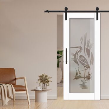 1 Lite Sliding Barn Door with Glass Insert WGD - 1382