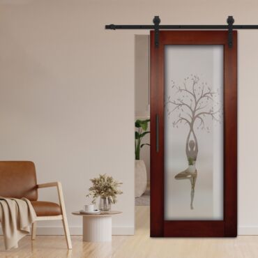 1 Lite Sliding Barn Door with Glass Insert WGD - 1344