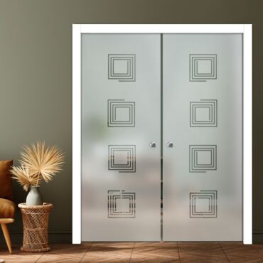 Double Pocket Sliding Glass Door with Frosted Design PSGD-0921