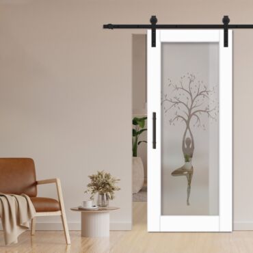 1 Lite Sliding Barn Door with Glass Insert WGD - 1344