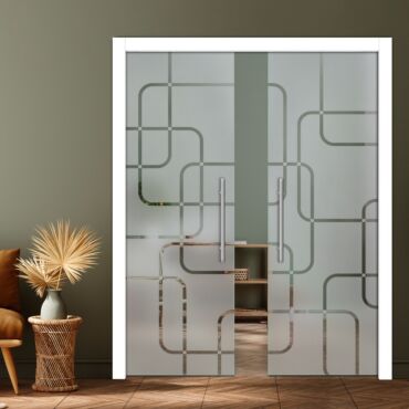 Double Pocket Sliding Glass Door with Frosted Design PSGD-0922