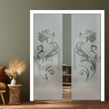 Double Pocket Sliding Glass Door with Frosted Design PSGD-0923