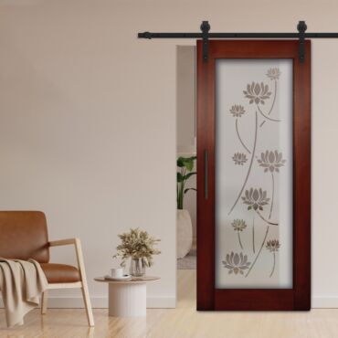 1 Lite Sliding Barn Door with Glass Insert WGD - 1347