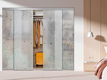 4 Panel Frameless Closet Glass Sliding Bypass Door Fsg4-1562