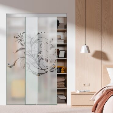 Frameless 2 Leaf Sliding Closet Bypass Glass Door with Hardware CGD - 1503
