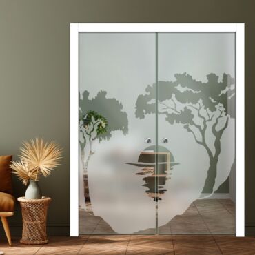 Double Pocket Sliding Glass Door with Frosted Design PSGD-0879