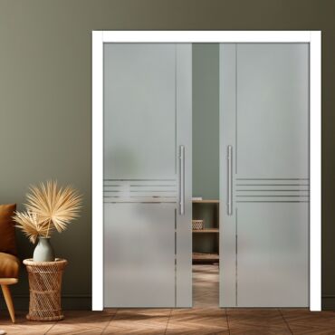 Double Pocket Sliding Glass Door with Frosted Design PSGD-0925