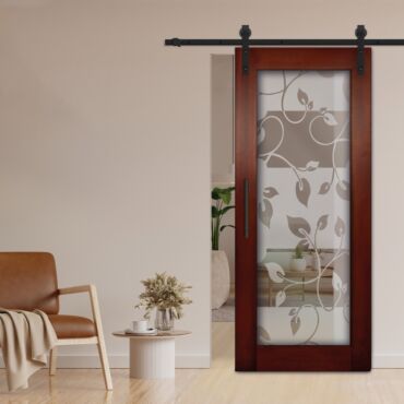 1 Lite Sliding Barn Door with Glass Insert WGD - 1348