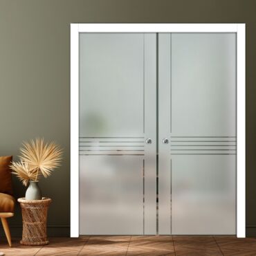 Double Pocket Sliding Glass Door with Frosted Design PSGD-0925