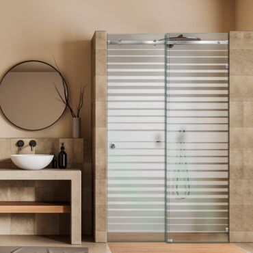 Frameless Sliding Glass Shower Door with Frosted Design FSGS - 0348