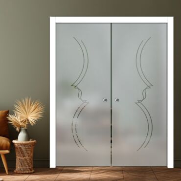 Double Pocket Sliding Glass Door with Frosted Design PSGD-0926