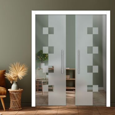 Double Pocket Sliding Glass Door with Frosted Design PSGD-0927