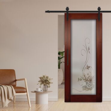 1 Lite Sliding Barn Door with Glass Insert WGD - 1350