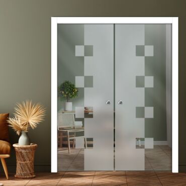 Double Pocket Sliding Glass Door with Frosted Design PSGD-0927