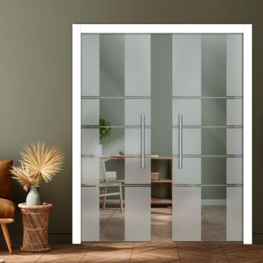 Double Pocket Sliding Glass Door with Frosted Design PSGD-0928