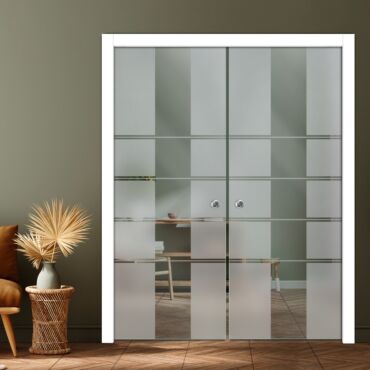 Double Pocket Sliding Glass Door with Frosted Design PSGD-0928