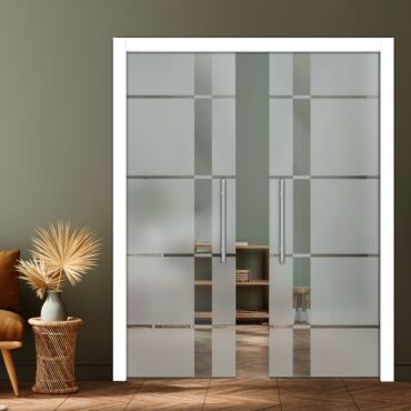 Double Pocket Sliding Glass Door with Frosted Design PSGD-0929