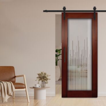 1 Lite Sliding Barn Door with Glass Insert WGD - 1352