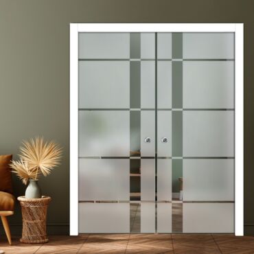 Double Pocket Sliding Glass Door with Frosted Design PSGD-0929