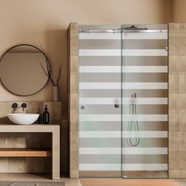 Frameless Sliding Glass Shower Door with Frosted Design FSGS - 0353