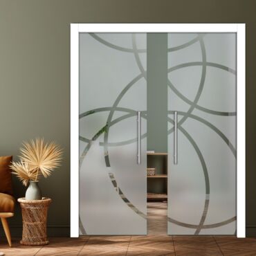 Double Pocket Sliding Glass Door with Frosted Design PSGD-0931