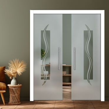 Double Pocket Sliding Glass Door with Frosted Design PSGD-0932