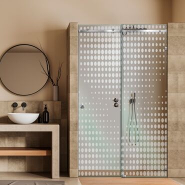 Frameless Sliding Glass Shower Door with Frosted Design FSGS - 0355