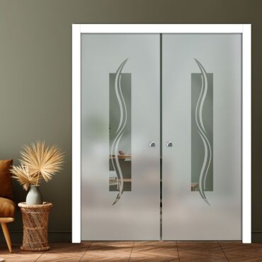 Double Pocket Sliding Glass Door with Frosted Design PSGD-0932