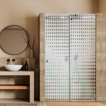 Frameless Sliding Glass Shower Door with Frosted Design FSGS - 0355