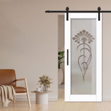 1 Lite Sliding Barn Door with Glass Insert WGD - 1355